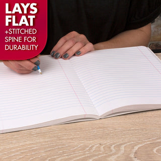 Mead Wide Ruled Composition Notebook - 100 Sheets - Sewn - 7 1/2" x 9 3/4" - White Paper - Black Marble Cover - 12 / Carton