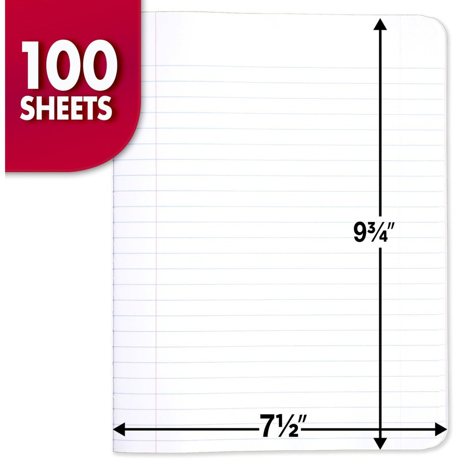 Mead Wide Ruled Composition Notebook - 100 Sheets - Sewn - 7 1/2" x 9 3/4" - White Paper - Black Marble Cover - 12 / Carton