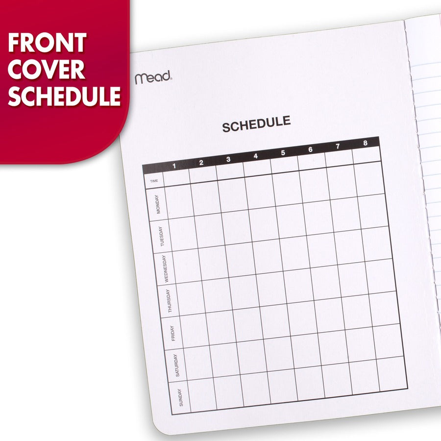 Mead Wide Ruled Composition Notebook - 100 Sheets - Sewn - 7 1/2" x 9 3/4" - White Paper - Black Marble Cover - 12 / Carton