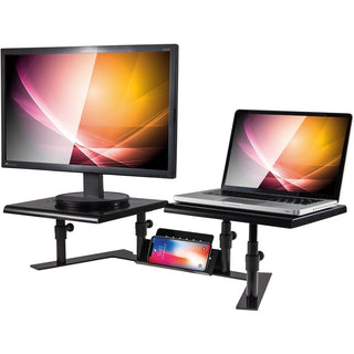 Metal Art ErgoTwin Dual Monitor Stand, 25.6 to 33.1 x 12.6 x 6.2 to 8.6, Black, Supports 20 lb/Shelf