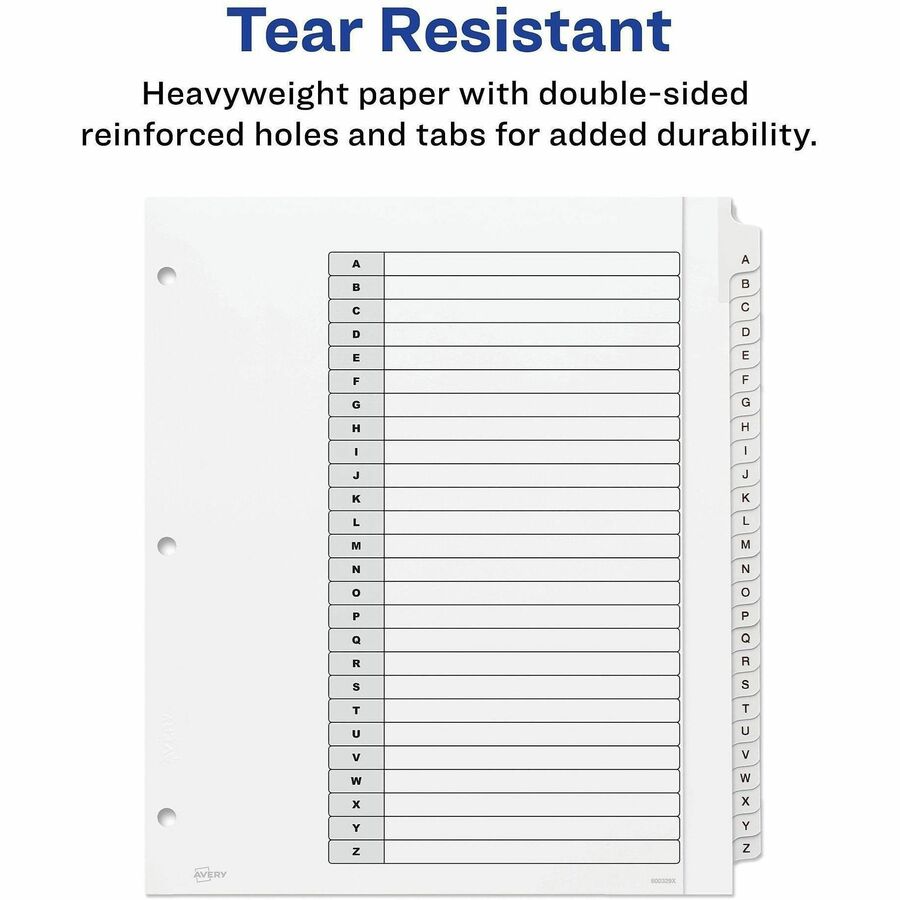 Customizable TOC Ready Index Black and White Dividers, 26-Tab, A to Z, 11 x 9.25, 1 Set