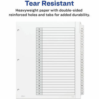 Customizable TOC Ready Index Black and White Dividers, 26-Tab, A to Z, 11 x 9.25, 1 Set