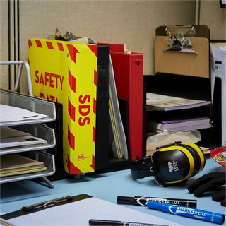Heavy-Duty Preprinted Safety Data Sheet Binder, 3 Rings, 1.5" Capacity, 11 x 8.5, Yellow/Red