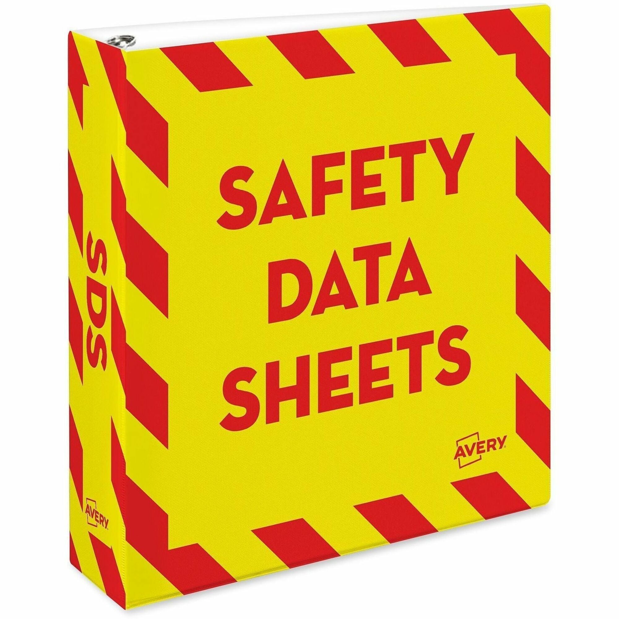 Heavy-Duty Preprinted Safety Data Sheet Binder, 3 Rings, 2" Capacity, 11 x 8.5, Yellow/Red