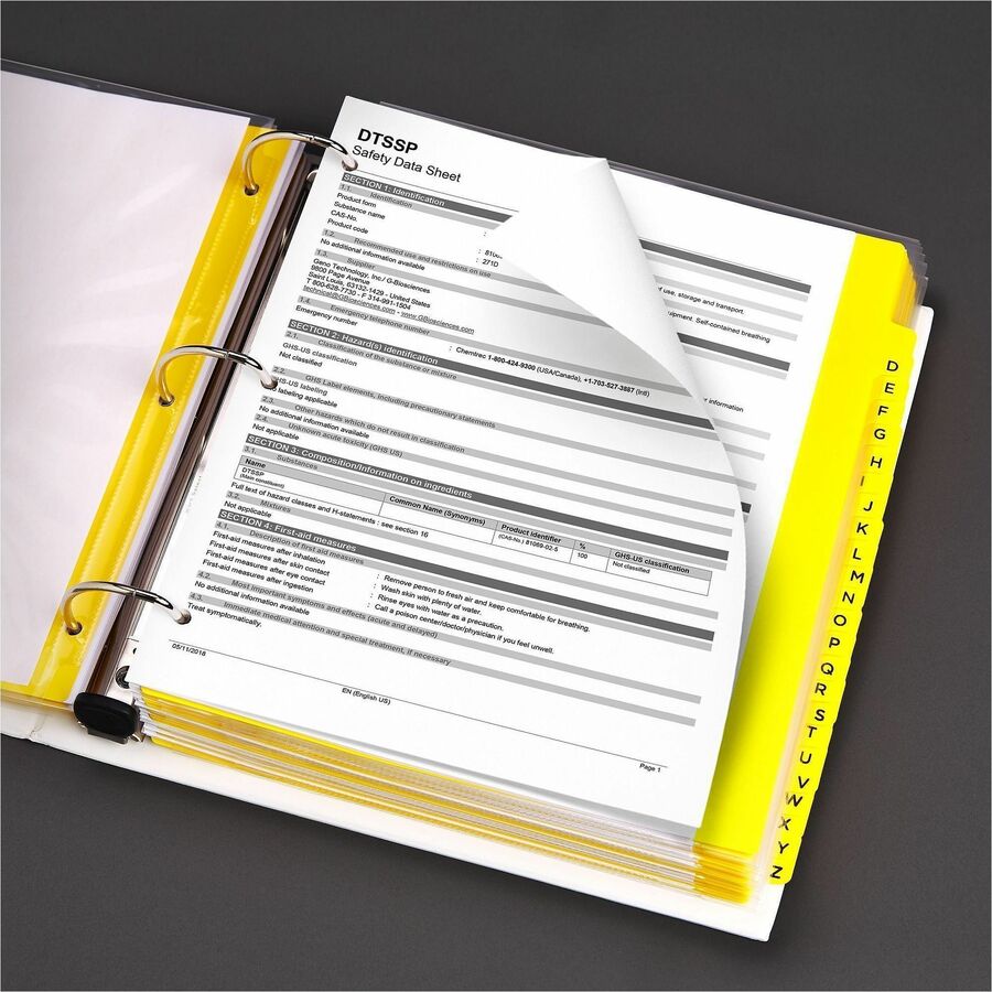 Heavy-Duty Preprinted Safety Data Sheet Binder, 3 Rings, 2" Capacity, 11 x 8.5, Yellow/Red