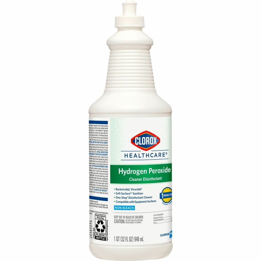 Clorox Healthcare Pull-Top Hydrogen Peroxide Cleaner Disinfectant - Ready-To-Use - 32 fl oz (1 quart) - 1 Each - Disinfectant, Anti-bacterial - Clear
