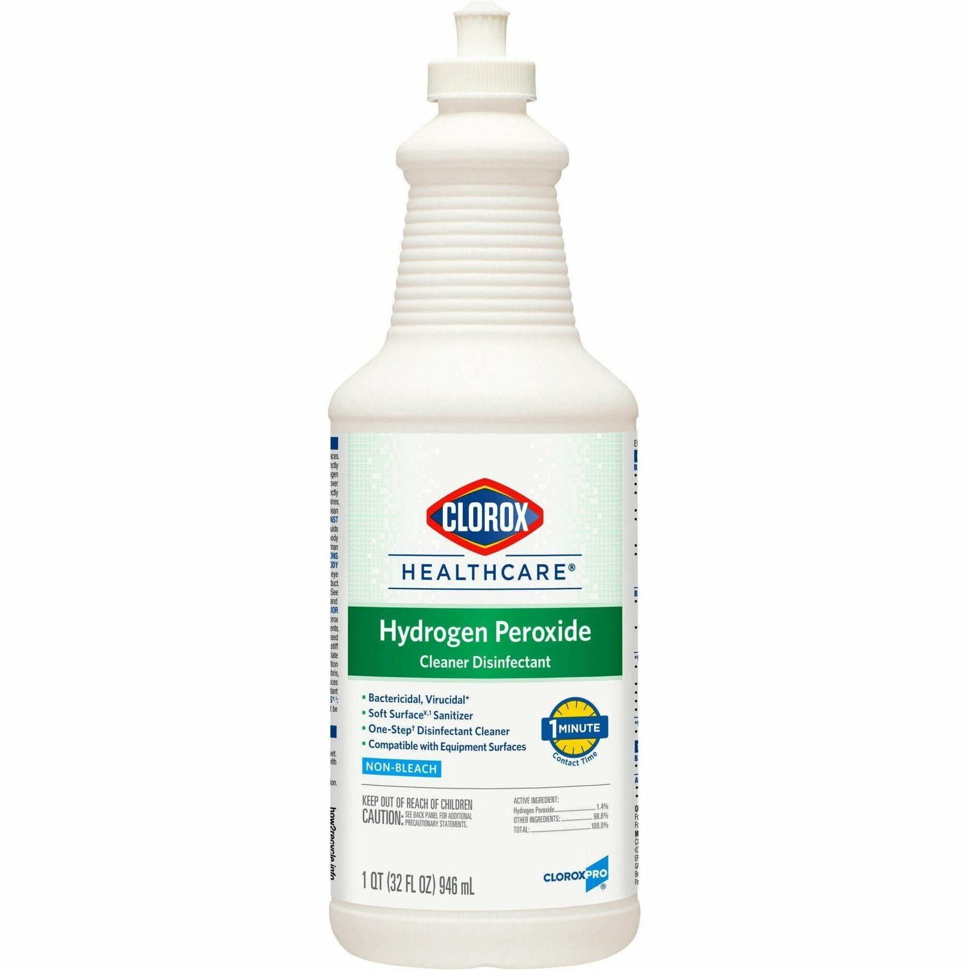 Clorox Healthcare Pull-Top Hydrogen Peroxide Cleaner Disinfectant - Ready-To-Use - 32 fl oz (1 quart) - 1 Each - Disinfectant, Anti-bacterial - Clear - 1