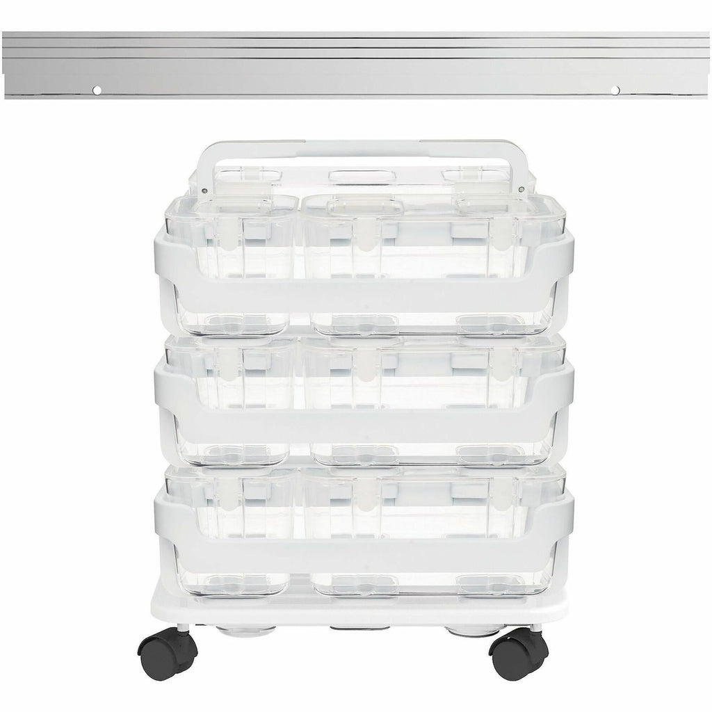 Deflecto Stackable Caddy Organizer Multi-Pack Bundle - 17.3" Height x 16" Width x 11" DepthFloor - White - 1 / Set