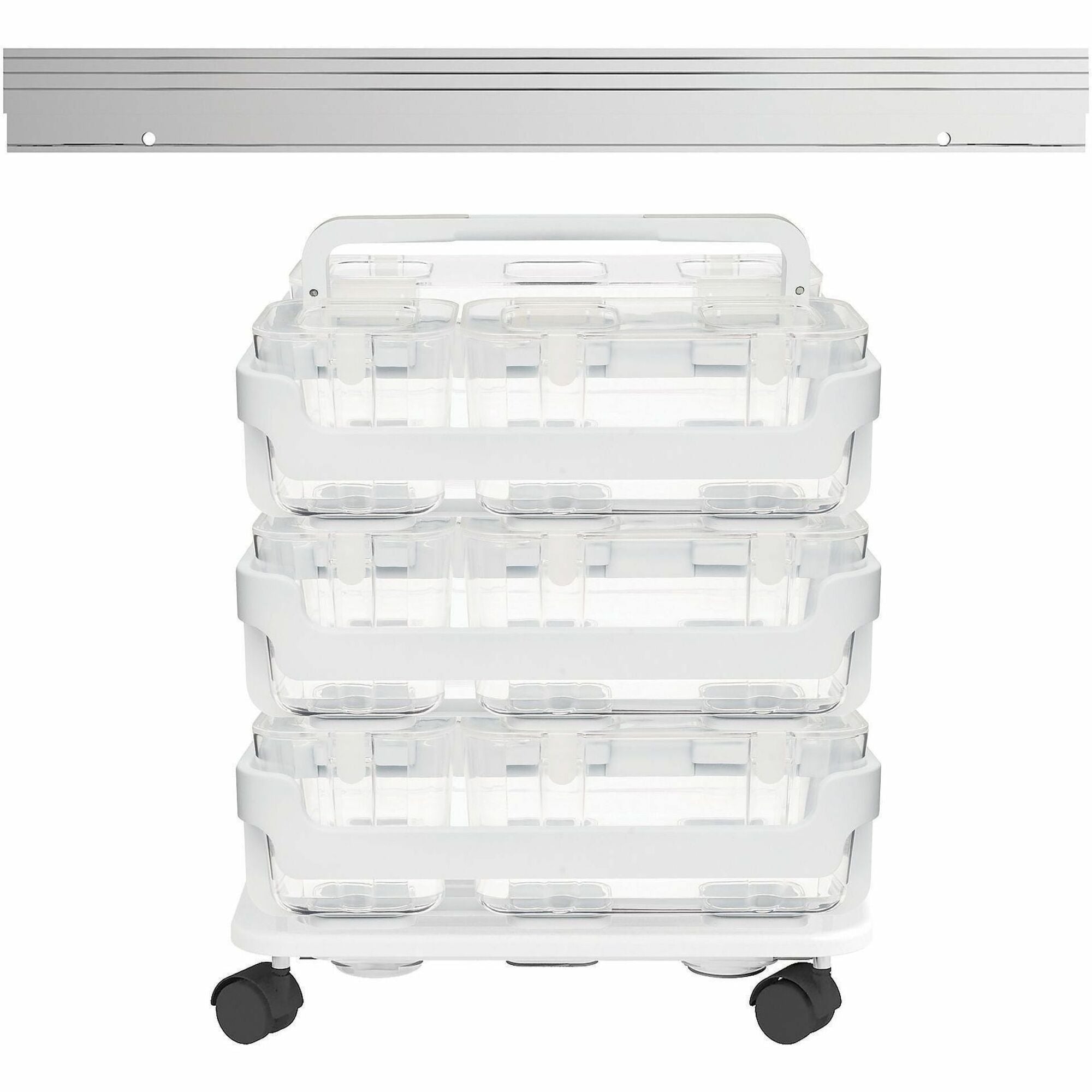 Deflecto Stackable Caddy Organizer Multi-Pack Bundle - 17.3" Height x 16" Width x 11" DepthFloor - White - 1 / Set