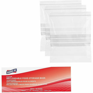 Genuine Joe Food Storage Bags - 1 quart Capacity - 7" Width x 8" Length - 1.75 mil (44 Micron) Thickness - Clear - 50/Box - Food, Beef, Seafood, Poultry, Vegetables