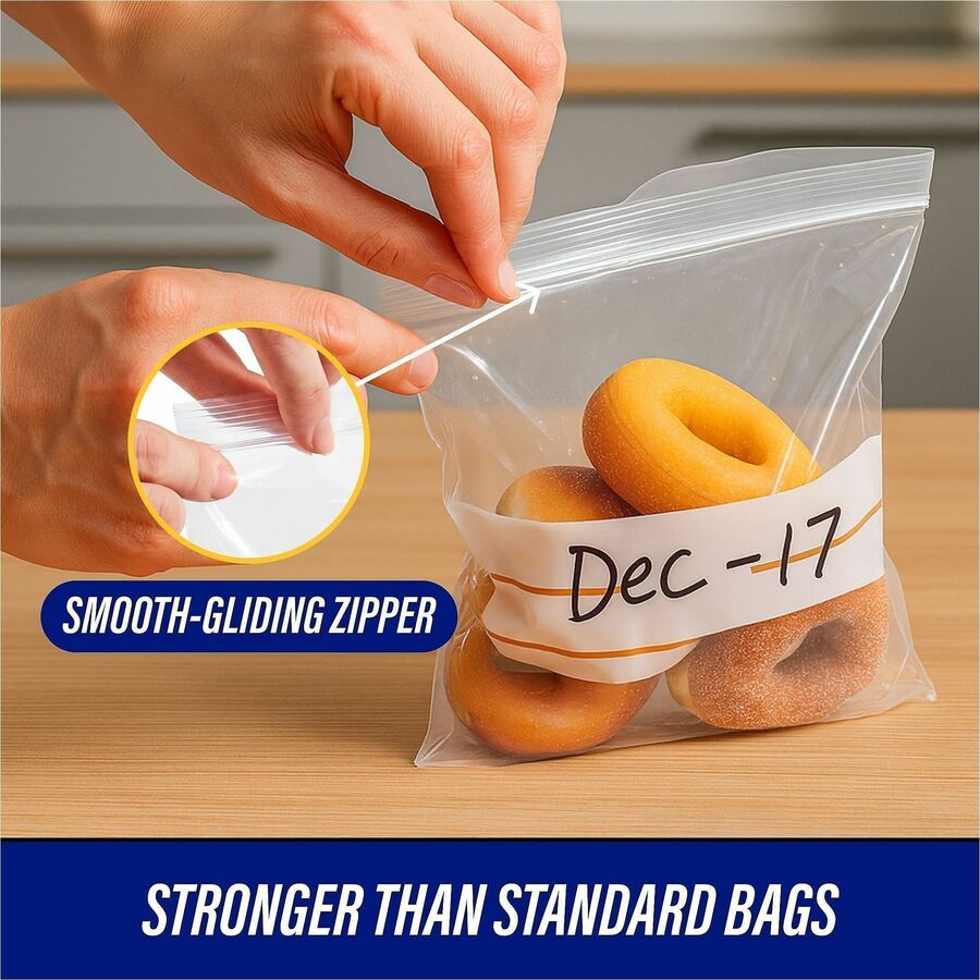 Genuine Joe Food Storage Bags - 1 quart Capacity - 7" Width x 8" Length - 1.75 mil (44 Micron) Thickness - Clear - 50/Box - Food, Beef, Seafood, Poultry, Vegetables