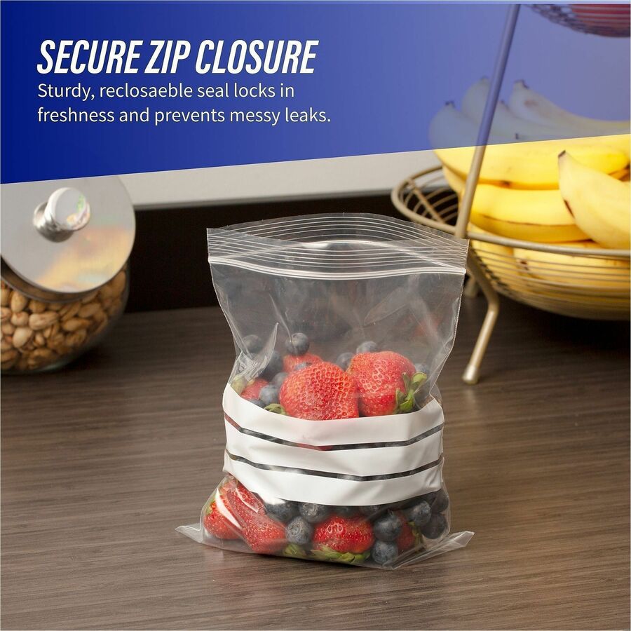 Genuine Joe Food Storage Bags - 1 quart Capacity - 7" Width x 8" Length - 1.75 mil (44 Micron) Thickness - Clear - 50/Box - Food, Beef, Seafood, Poultry, Vegetables