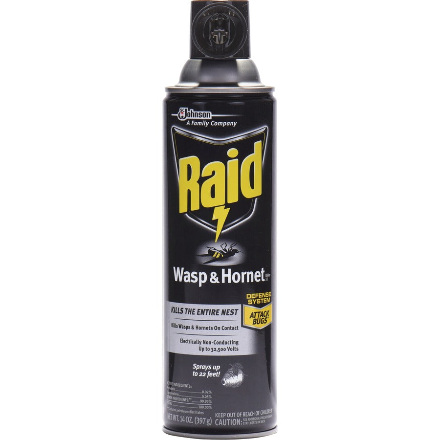 Raid Wasp/Hornet Killer Spray - Spray - Kills Hornet, Wasp, Mud Dauber, Yellow Jacket, Bugs - 14 fl oz - White - 12 / Carton