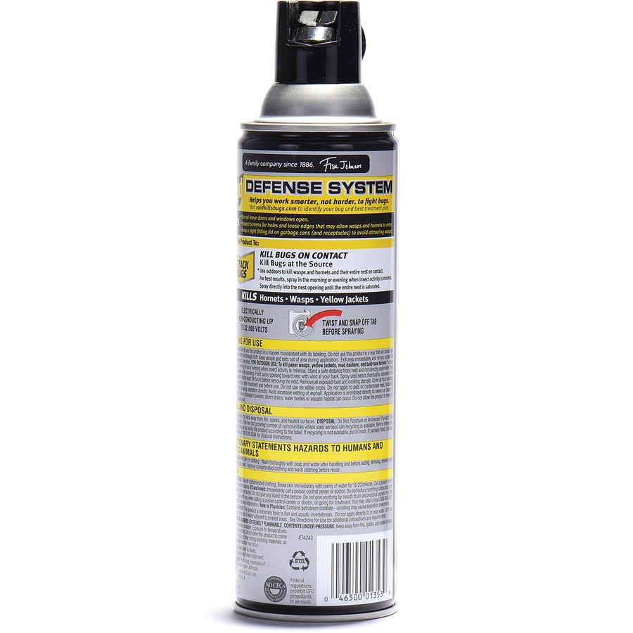 Raid Wasp/Hornet Killer Spray - Spray - Kills Hornet, Wasp, Mud Dauber, Yellow Jacket, Bugs - 14 fl oz - White - 12 / Carton