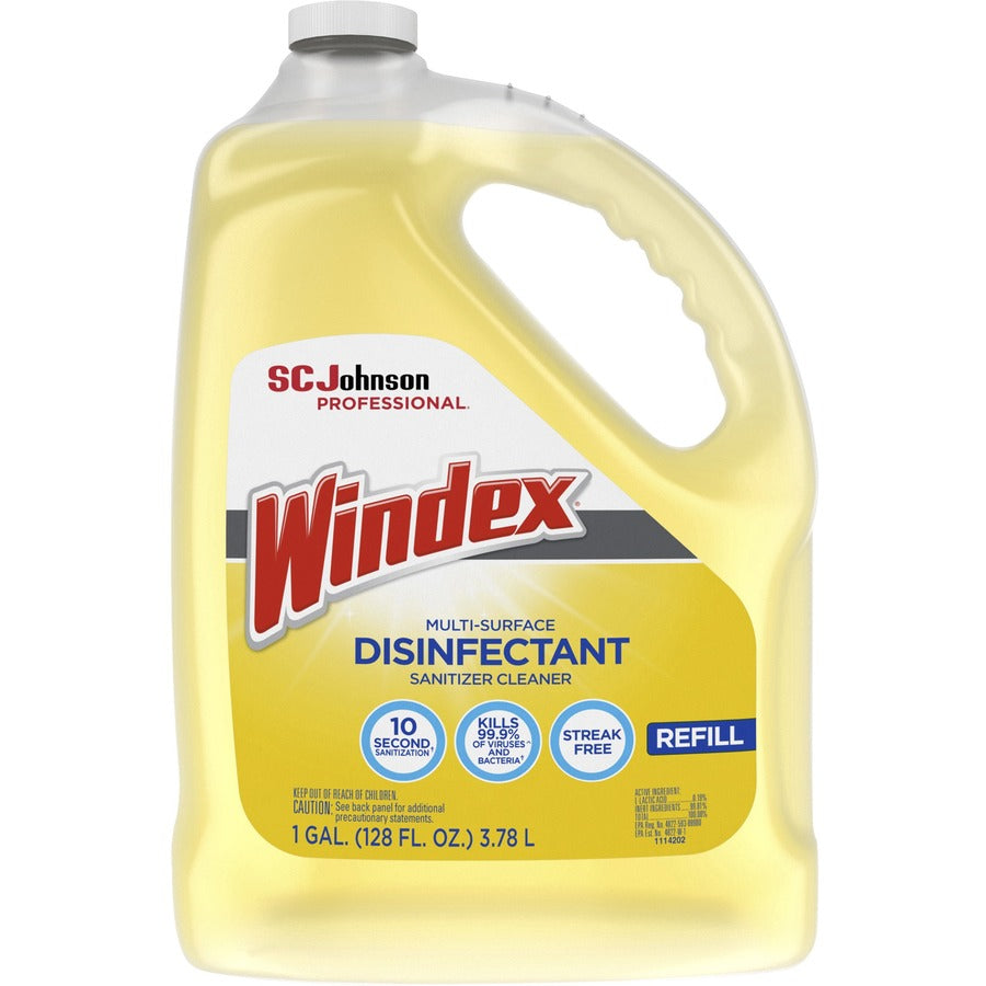 Windex Multi-Surface Disinfectant Sanitizer Cleaner - 128 fl oz (4 quart)Bottle - 4 / Carton - Disinfectant, Residue-free, Anti-bacterial - Yellow