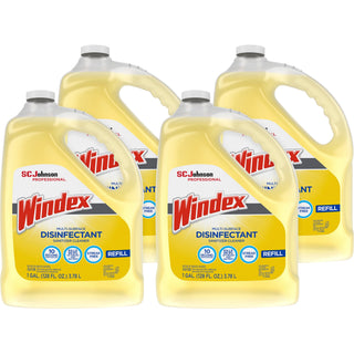 Windex Multi-Surface Disinfectant Sanitizer Cleaner - 128 fl oz (4 quart)Bottle - 4 / Carton - Disinfectant, Residue-free, Anti-bacterial - Yellow