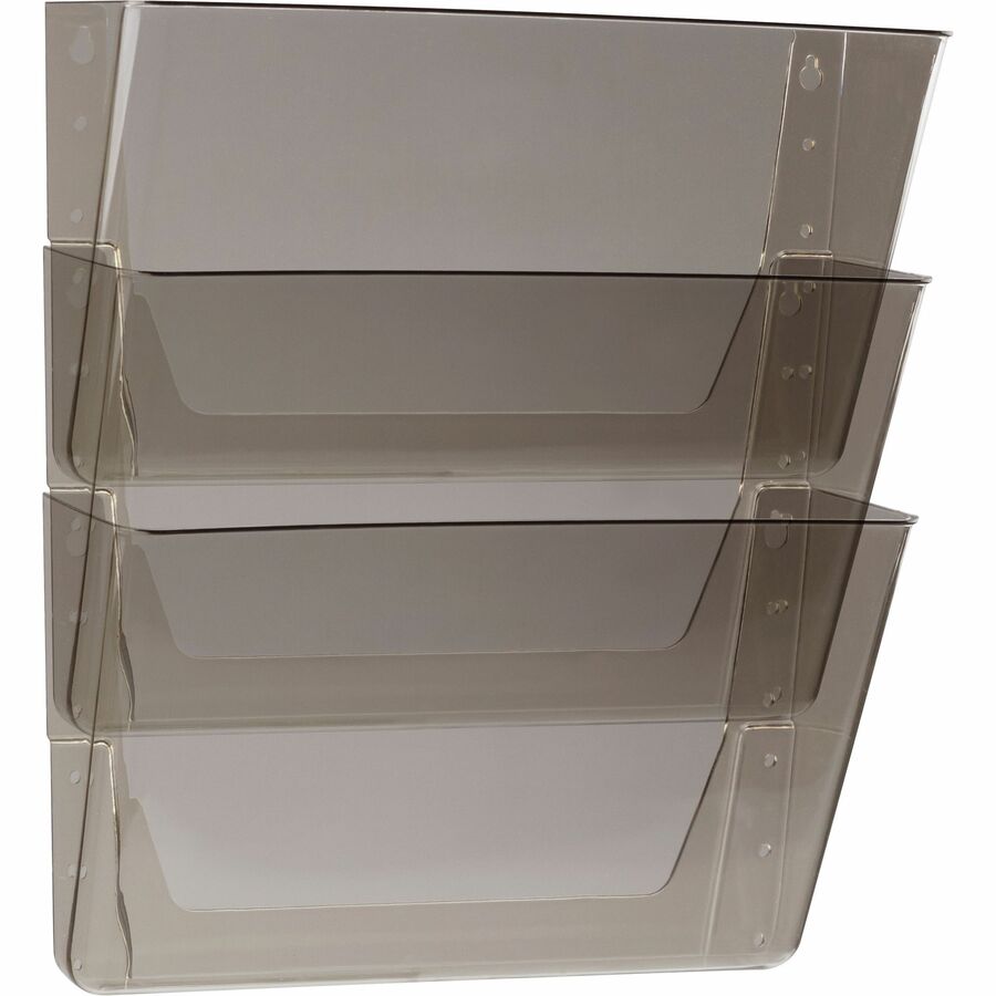 Wall File, 3 Sections, Letter Size, 13" x 4" x 14", Smoke, 3/Set