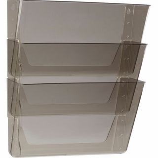 Wall File, 3 Sections, Letter Size, 13" x 4" x 14", Smoke, 3/Set