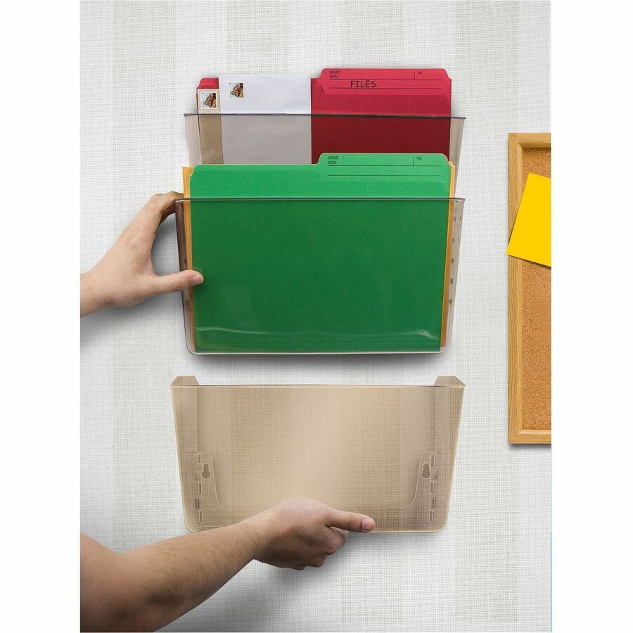 Storex Stacking Wall Pocket Set - 7" Height x 4" Width13" Length - Stackable - Smoke - Plastic - 7 / Set