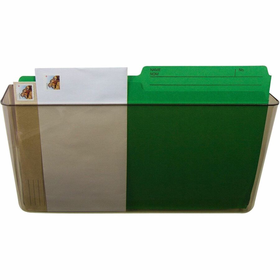 Storex Stacking Wall Pocket Set - 7" Height x 4" Width13" Length - Stackable - Smoke - Plastic - 7 / Set