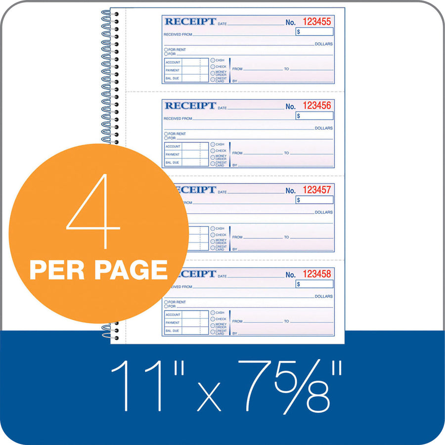 adams-spiral-2-part-money-rent-receipt-book-200-sheets-spiral-bound-2-part-275-x-762-form-size-white-canary-assorted-sheets-5-pack_abfsc1182pk - 2