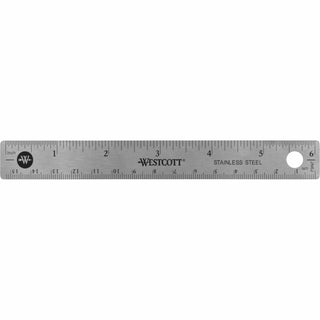 Westcott 6" Stainless Steel Rulers - 6" Length 0.8" Width - 1/16, 1/32 Graduations - Metric, Imperial Measuring System - Stainless Steel - 12 / Box - Stainless Steel