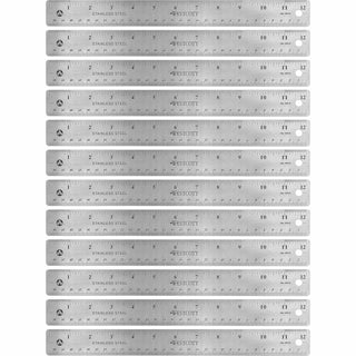 Westcott Stainless Steel Rulers - 12" Length 1" Width - 1/16, 1/32 Graduations - Metric, Imperial Measuring System - Stainless Steel - 12 / Box - Stainless Steel - 1