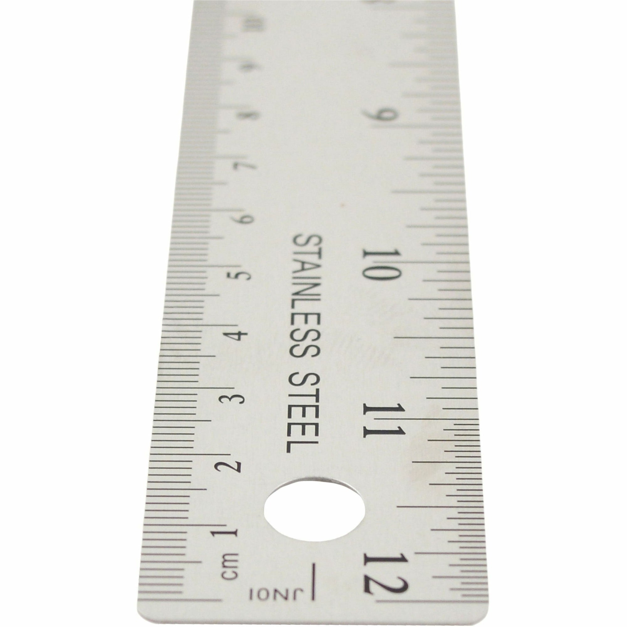 Westcott Stainless Steel Rulers - 12" Length 1" Width - 1/16, 1/32 Graduations - Metric, Imperial Measuring System - Stainless Steel - 12 / Box - Stainless Steel - 2