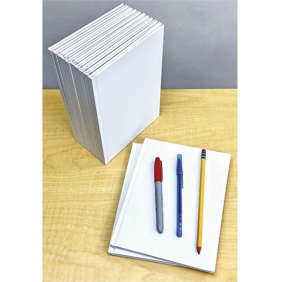 Ashley Hardcover Blank Book - 28 Pages - Plain - 6" x 8" - White Paper - Hard Cover, Durable - 12 / Bundle