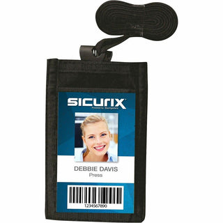 SICURIX Carrying Case (Pouch) Business Card - Black - Nylon Body - 3" Height x 0.4" Width - 12 / Box