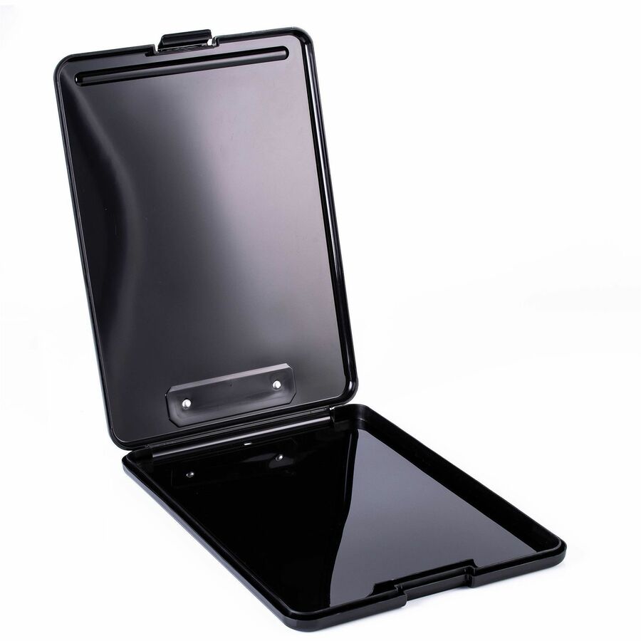 Business Source Storage Clipboard - 8 1/2" x 11" - Plastic - Black - 12 / Carton