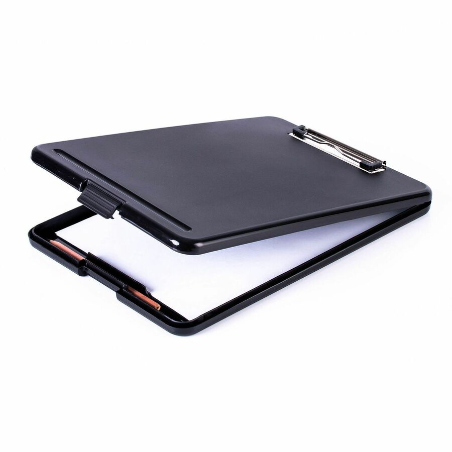 Business Source Storage Clipboard - 8 1/2" x 11" - Plastic - Black - 12 / Carton