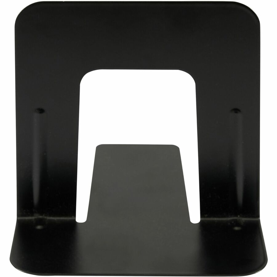Business Source Heavy-gauge Steel Book Supports - 5.3" Height x 5" Width x 4.8" DepthDesktop - Non-skid Base, Scratch Resistant, Stain Resistant - Black - Steel - 12 / Box