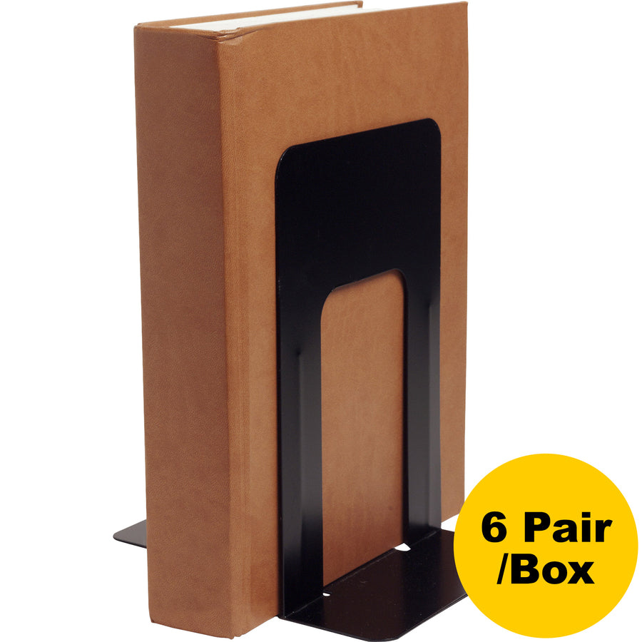 Business Source Heavy-gauge Steel Book Supports - 8.5" Height x 9" Width x 6" DepthDesktop - Non-skid Base, Scratch Resistant, Stain Resistant - Black - Steel - 12 / Box