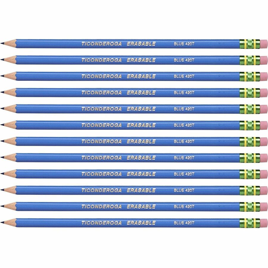 Ticonderoga Pre-Sharpened Erasable Checking Pencils - HB Lead - Blue Lead - 72 / Carton