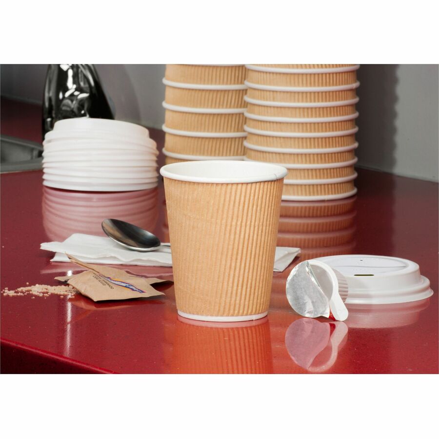Genuine Joe 8 oz Rippled Hot Cups - 25.0 / Pack - 5 / Bundle - Brown - Hot Drink, Beverage