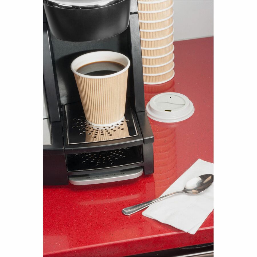 Genuine Joe 10 oz Rippled Hot Cups - 25.0 / Pack - 5 / Bundle - Brown - Hot Drink, Beverage