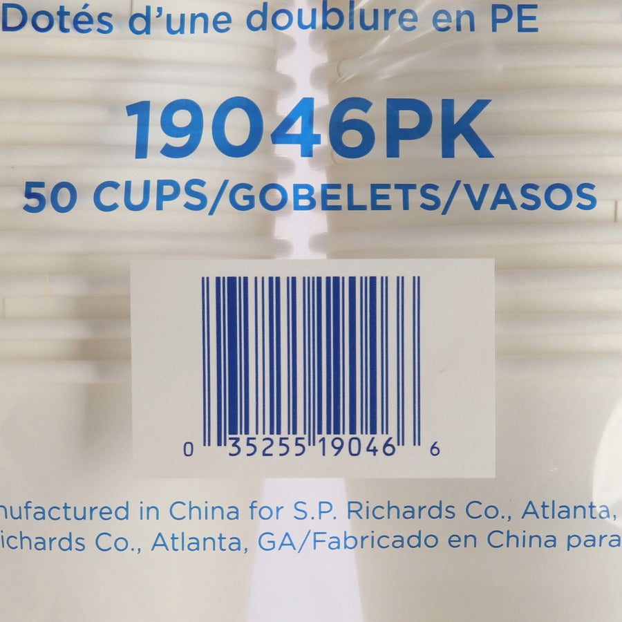 Genuine Joe 10 oz Disposable Hot Cups - 50 / Pack - 5 / Bundle - White - Polyurethane - Hot Drink, Beverage