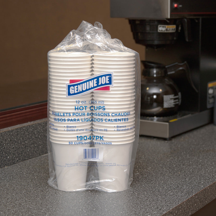 genuine-joe-12-oz-disposable-hot-cups-500-pack-5-bundle-white-polyurethane-hot-drink-beverage_gjo19047bd - 2