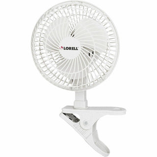 Lorell Clip-On Personal Fans - 152.4 mm Diameter - 2 Speed - Adjustable Tilt Head - 9.5" Height x 7.9" Width x 6" Depth - White