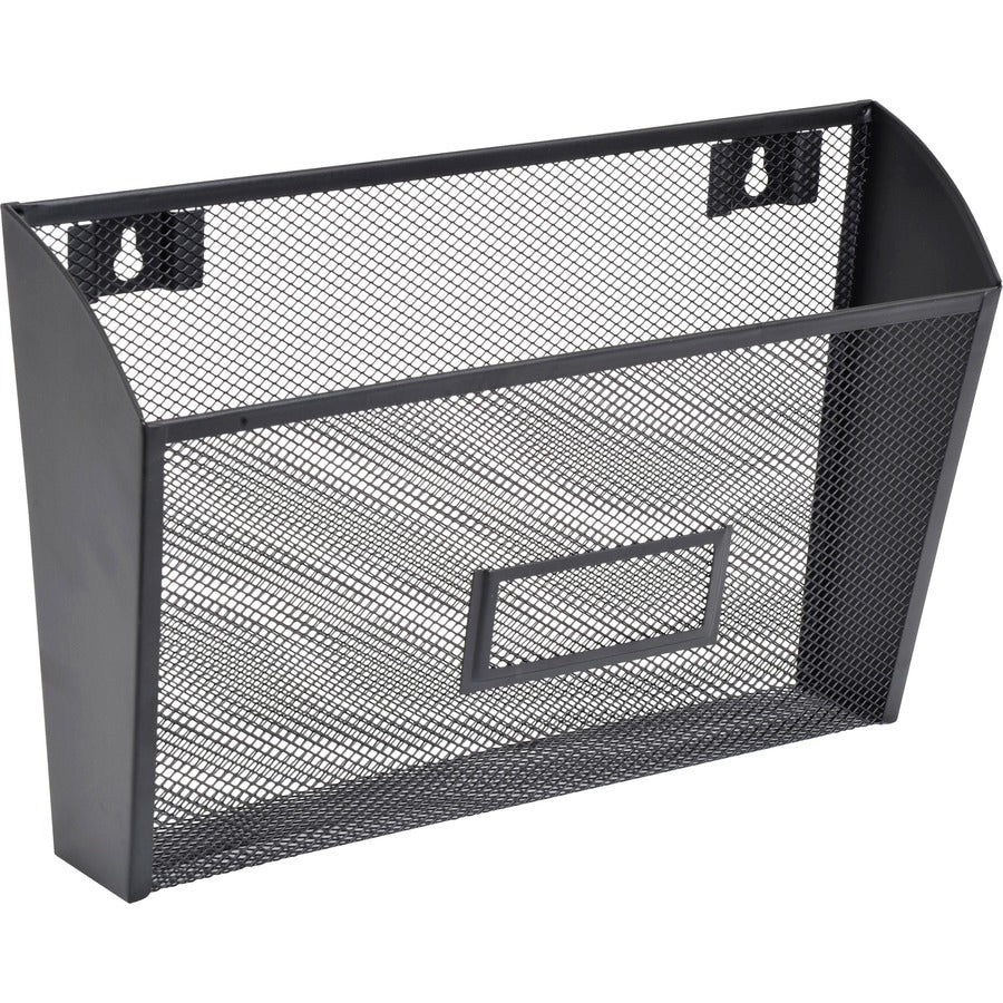 Lorell Mesh Wire Wall Pockets - 6.6" Height x 12.6" Width x 4.8" Depth - Black - 4 / Carton