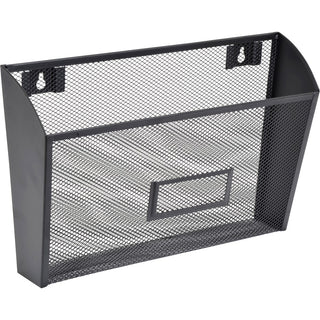 Lorell Mesh Wire Wall Pockets - 6.6" Height x 12.6" Width x 4.8" Depth - Black - 4 / Carton