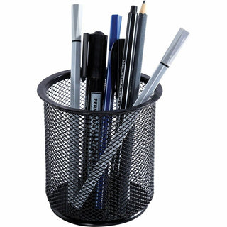 Lorell Mesh Wire Pencil Cup Holders - 3.5" x 3.9" x - Steel - 6 / Box - Black