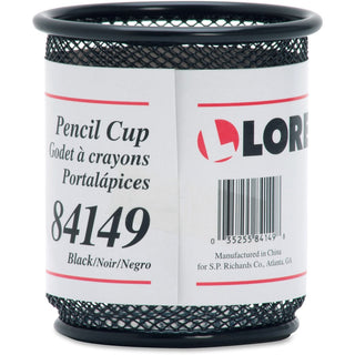 Lorell Mesh Wire Pencil Cup Holders - 3.5" x 3.9" x - Steel - 6 / Box - Black