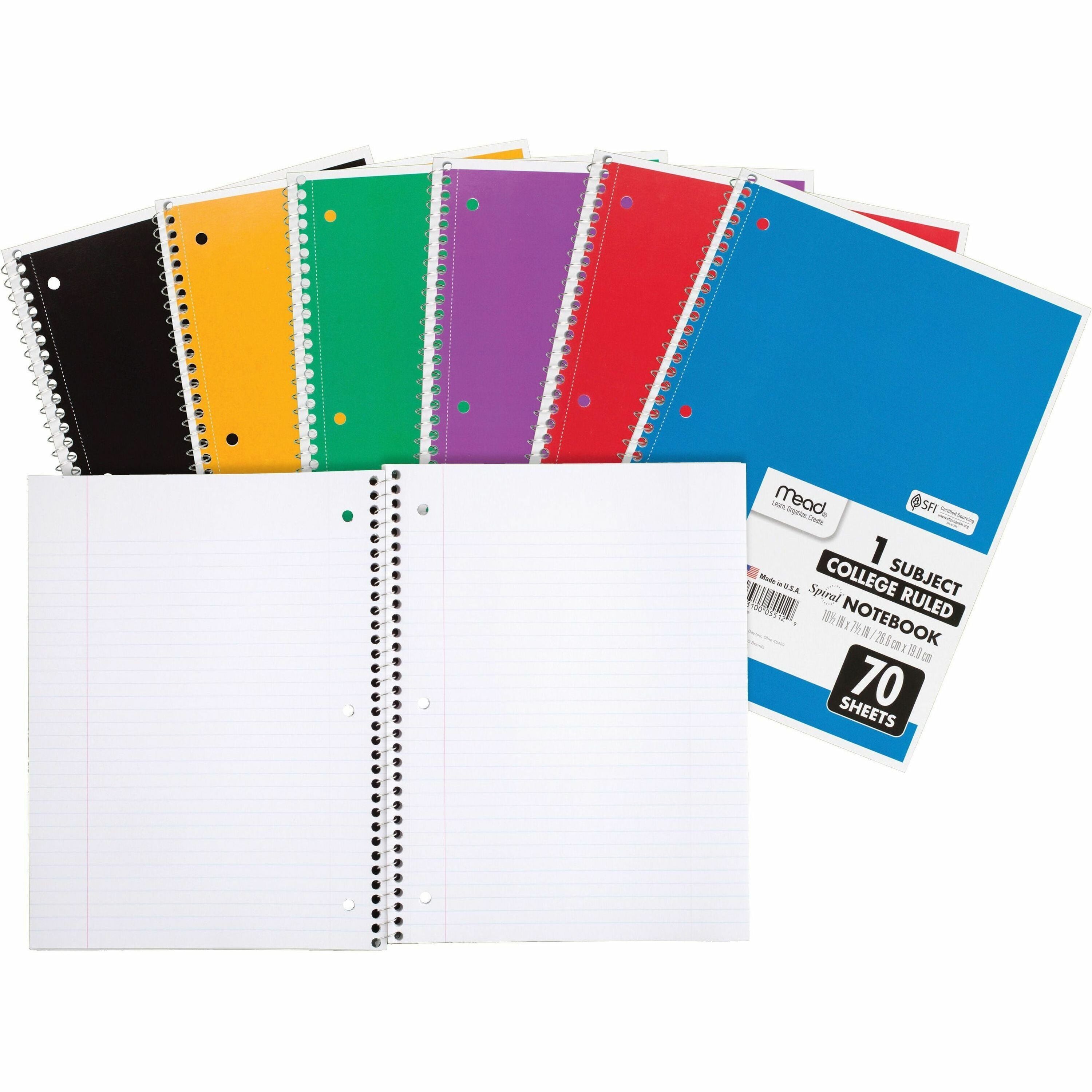 mead-one-subject-spiral-notebook-70-sheets-spiral-college-ruled-8-x-10-1-2-white-paper-tanboard-cover-heavyweight-punched-12-bundle_mea05512bd - 1