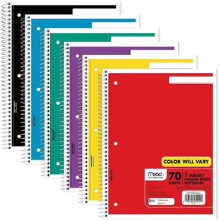 Mead One-subject Spiral Notebook - 70 Sheets - Spiral - College Ruled - 8" x 10 1/2" - White Paper - TanBoard Cover - Heavyweight, Punched - 12 / Bundle
