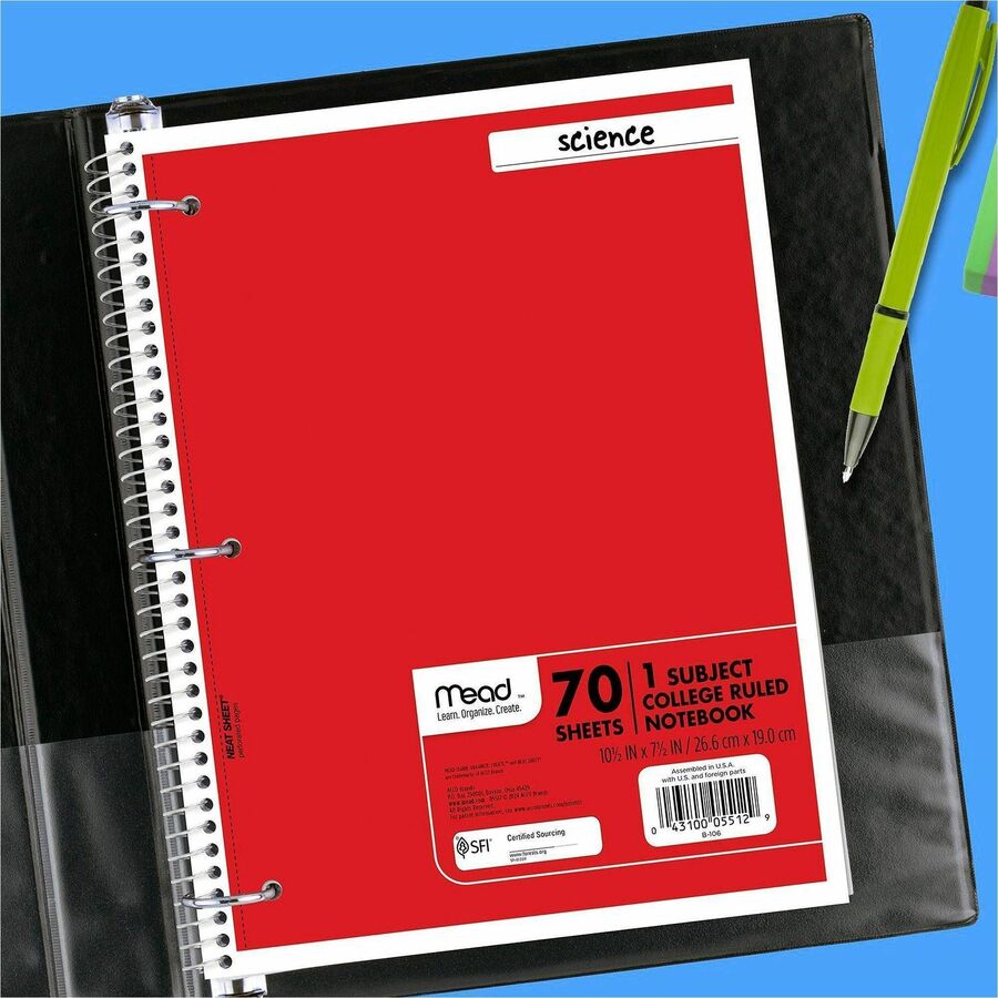 Mead One-subject Spiral Notebook - 70 Sheets - Spiral - College Ruled - 8" x 10 1/2" - White Paper - TanBoard Cover - Heavyweight, Punched - 12 / Bundle