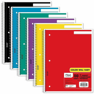 Mead One-subject Spiral Notebook - 100 Sheets - Spiral - College Ruled - 8" x 10 1/2"8" x 10.5" - White Paper - Back Board - 12 / Bundle