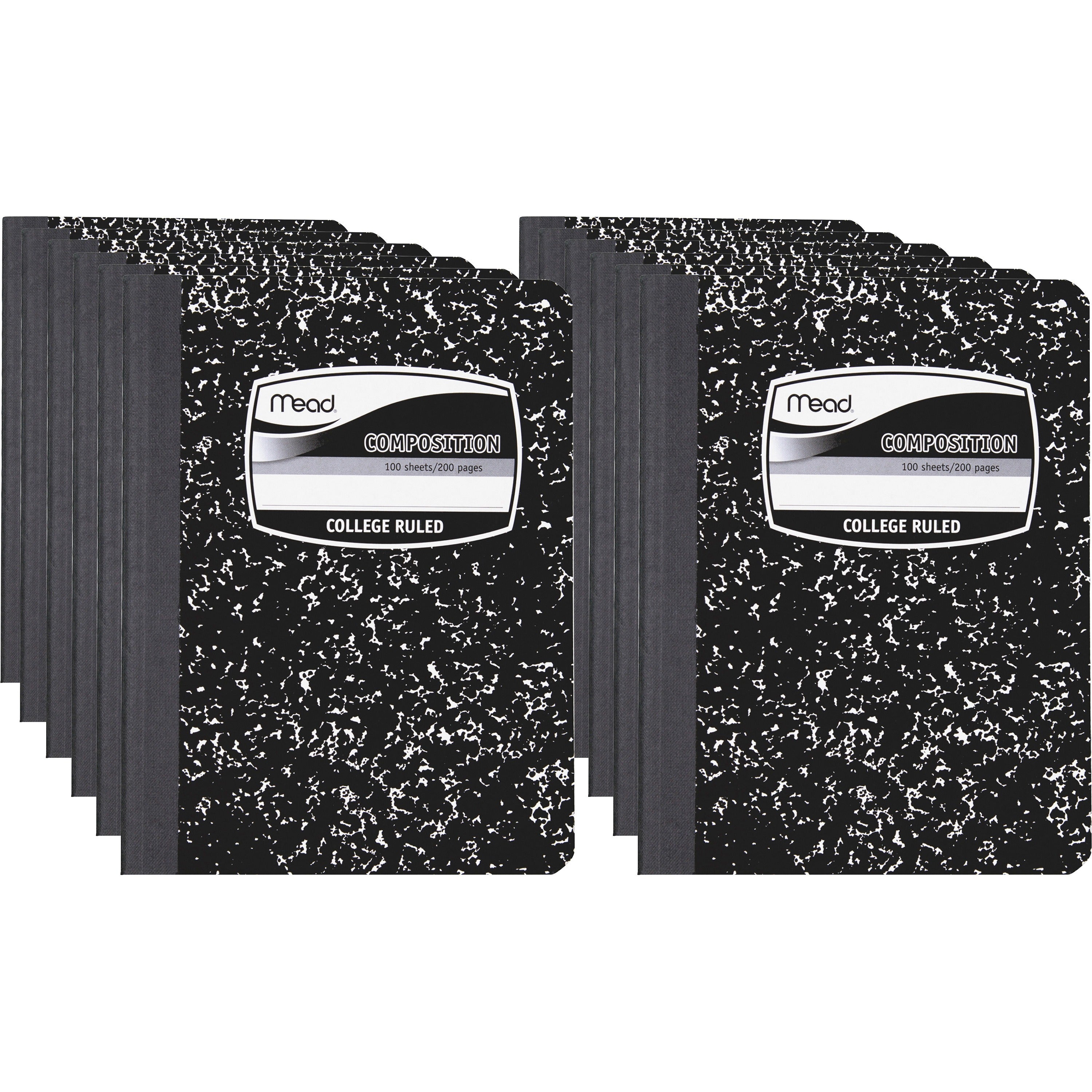 mead-composition-book-sewn-7-1-2-x-9-3-4-white-paper-black-marble-cover-12-carton_mea09932ct - 1