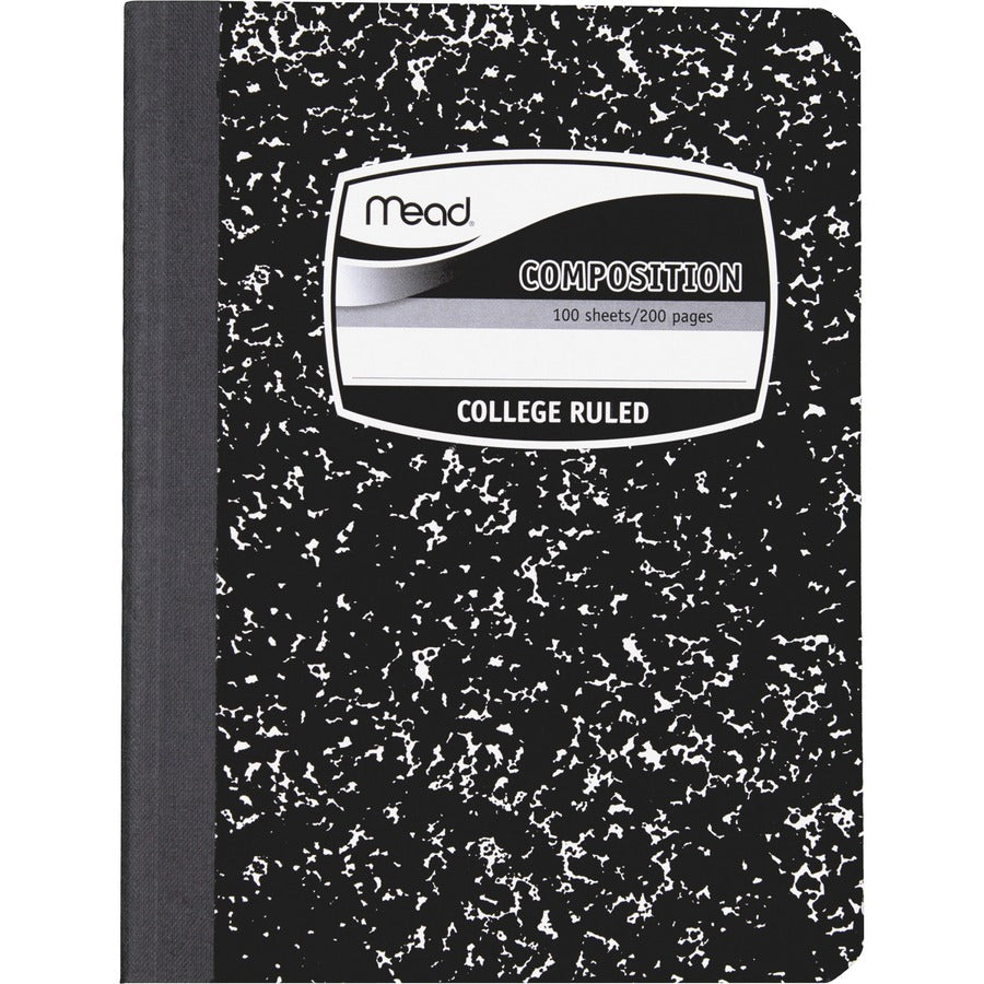 mead-composition-book-sewn-7-1-2-x-9-3-4-white-paper-black-marble-cover-12-carton_mea09932ct - 2